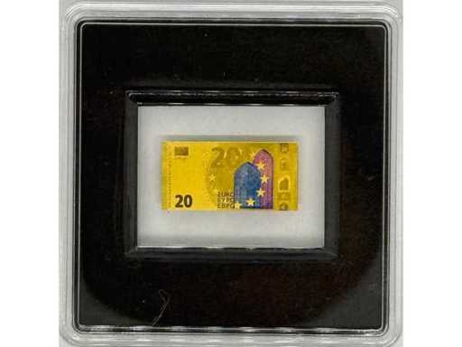Goud 999 (1/500 oz) – "Euro Bankbiljetten Serie II" 10 euro - Chad 3000 frank CFA Gouden Muntenstang