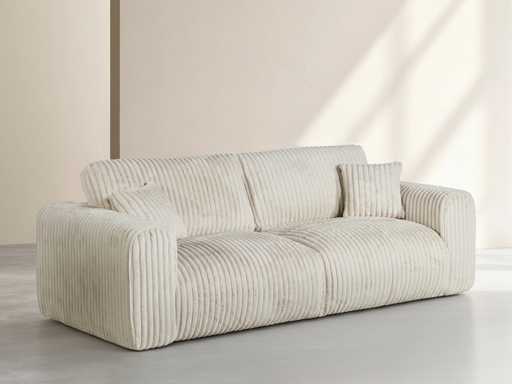 4-zits bank met geribde stof - Meringue Beige