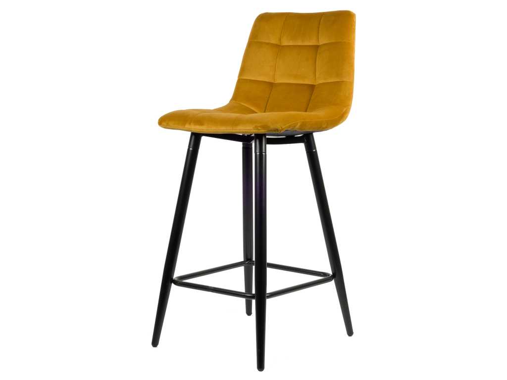 4x yellow Bar stool velvet 8078-68
