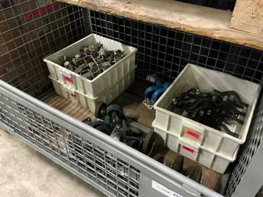 C-hooks, castors and fasteners