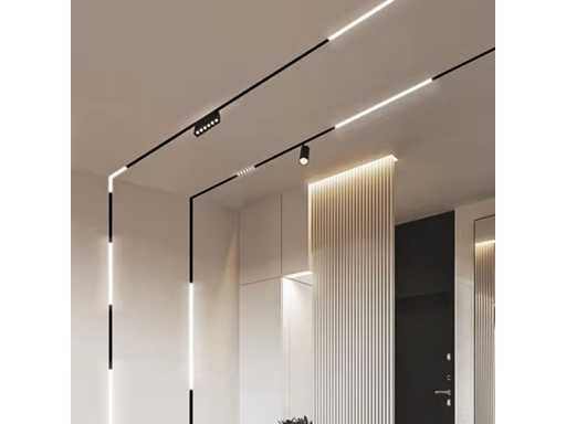 10 x Mora LED spot lineair op magnetische rail 48V - 4000K Neutraal wit -20W - Zwart 