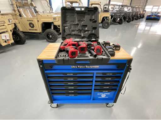 Ultra Force Equipment - Tool trolley 12 drawers EN 4 in 1 battery tool set