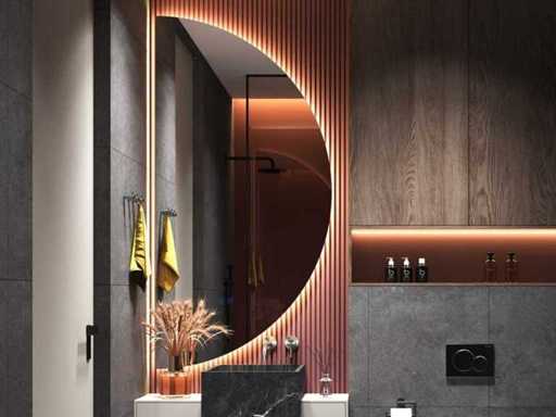 Mawialux half rond design led spiegel (130-160cm keuze)