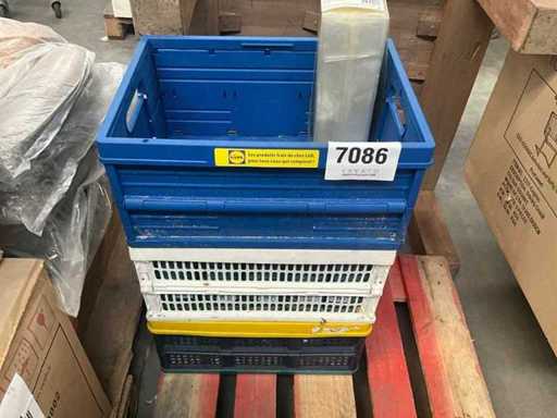 PVC storage bins (3x) and miscellaneous