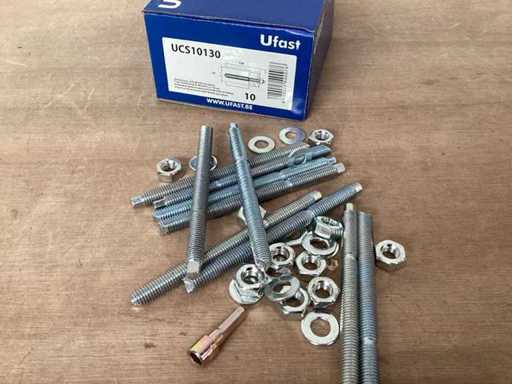 UFAST UCS10130 ankerstang M10x130 met moer en revet (640x)