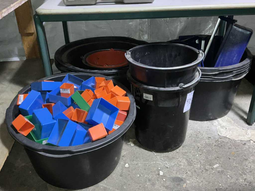 Various mortar tub and buckets