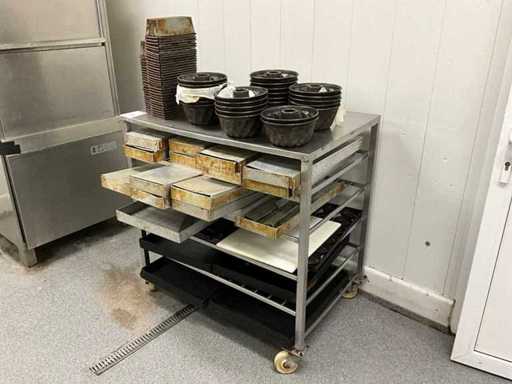 Cărucior din oțel inoxidabil cu accesorii pentru găleată