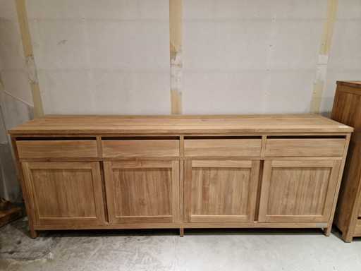 Buffet en teck diamanté Comfort 240 x 50 x H90cm 4 portes