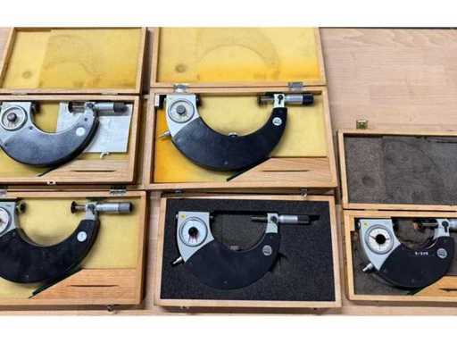 5 Stück Bügelmessschrauben mit Feinmessuhr / Messbereich 45–145 mm