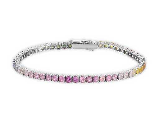 Luxe Natuurlijke Multi Color Saffierarmband 5,64 karaat in 18k witgoud