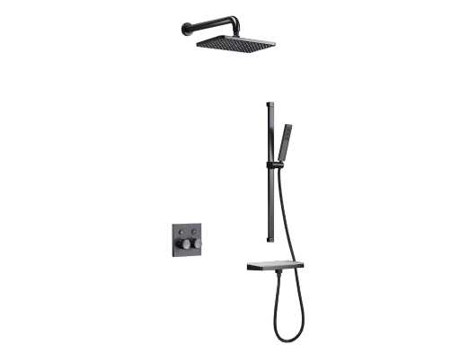 Douche à effet pluie encastrable Mawialux avec (noir mat ou gris métallisé)