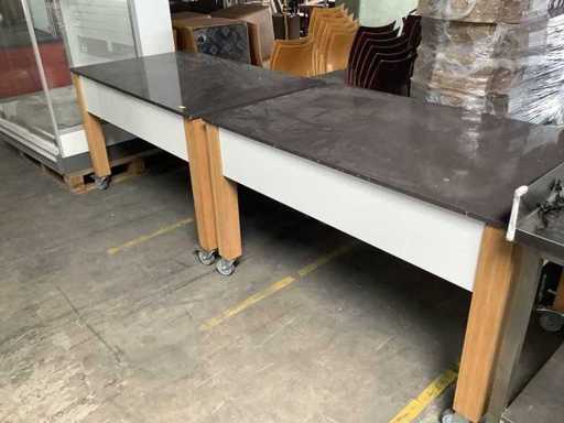 Buffet mobile avec table en pierre (2x)