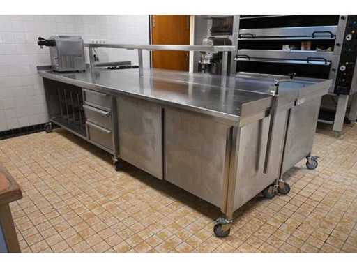 Van 't Wout Bancone Mobile per materie prime in acciaio inox con apriscatoline Sieger Clou