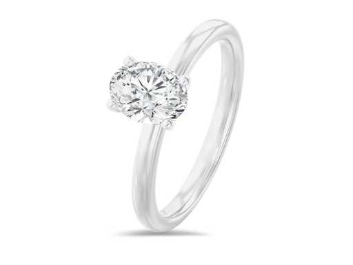 18 kt white gold ring with 1.05 ct oval diamond - E/VVS2 (IGI)
