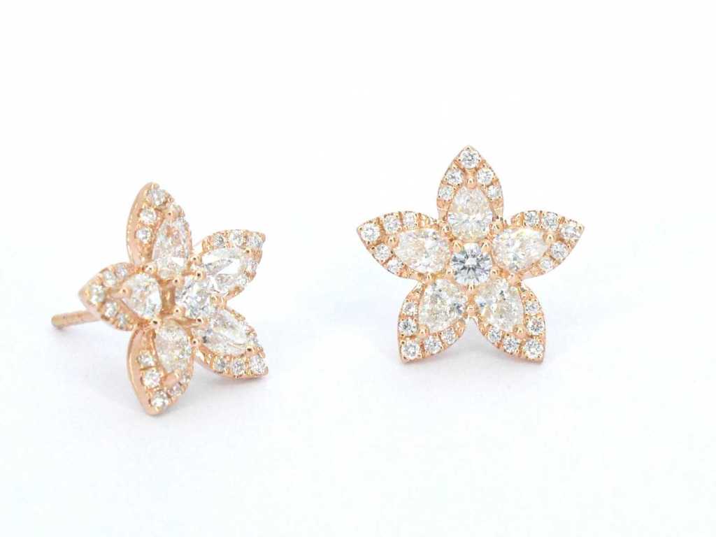 Rose gold earrings with large diamonds 1.64 carat