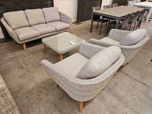 Garden Prestige - Lounge Set Mirabel HDPE Wicker - Olefin Lichtgrijs