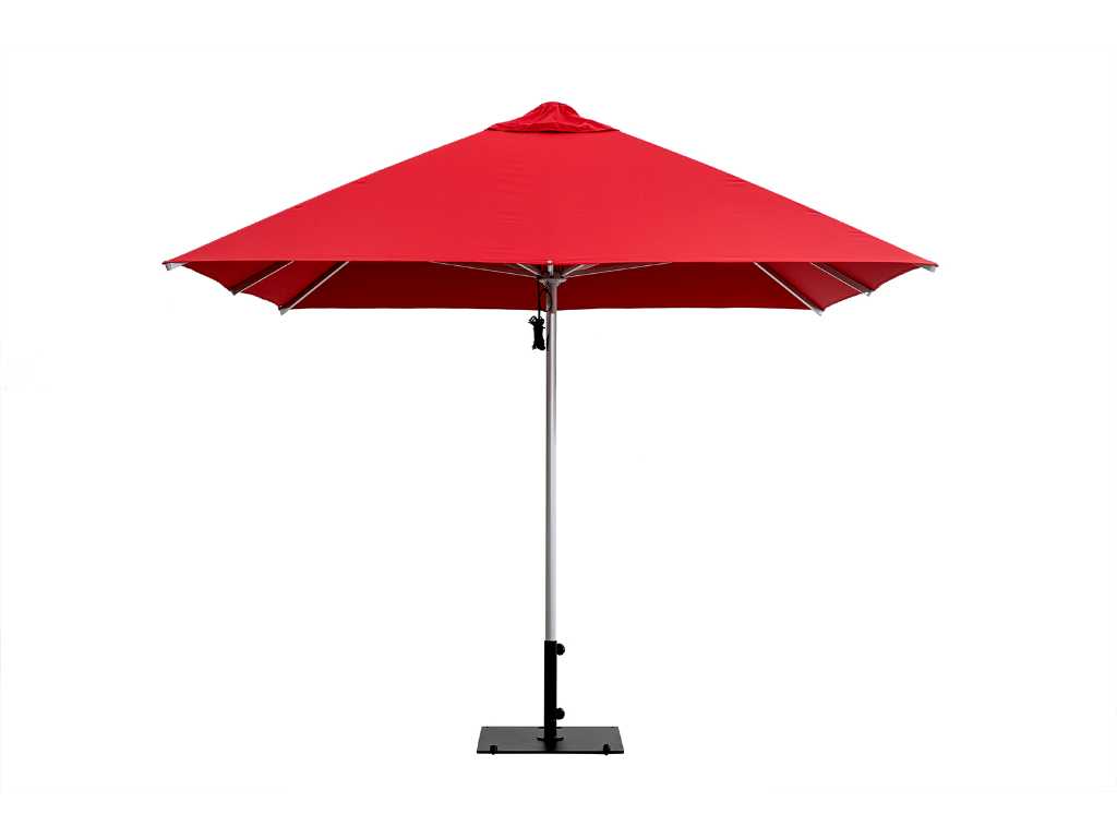 1 x Parasol 3m Rood met hoes - Zonder parasolvoet