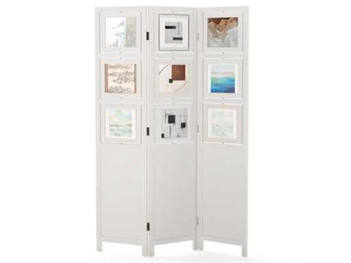 360° rotating screen and 9 frames - In white paulownia wood - Dimensions: 170 x 121 cm.