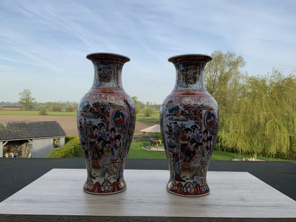 Couple porcelaine chinoise H45cm