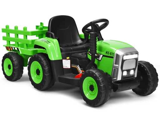 Elektrische tractor met afneembare aanhanger en afstandsbediening voor kinderen