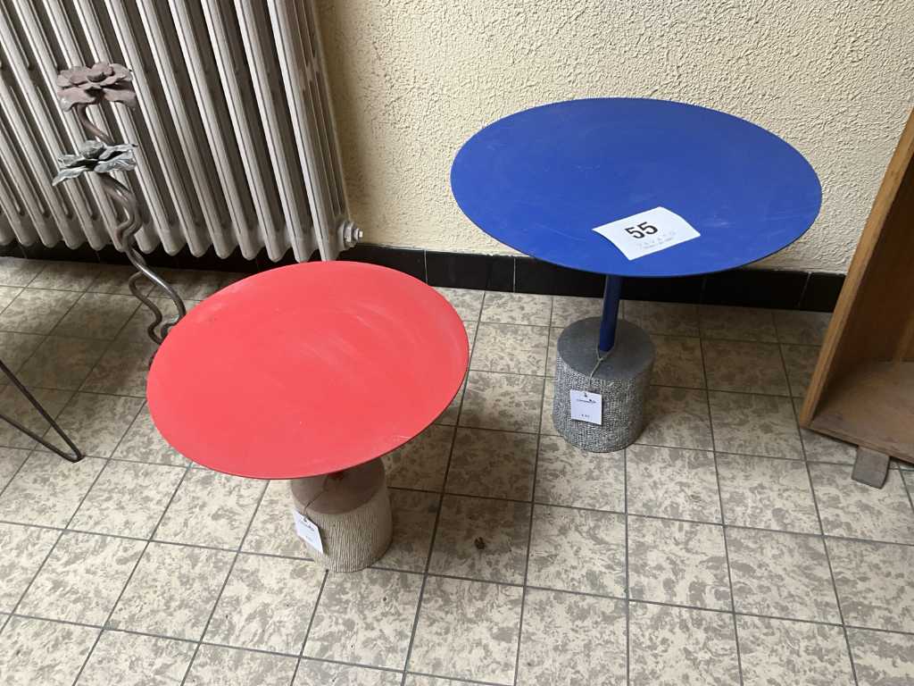 2 various metal side tables
