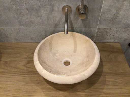 2 x Natuursteen Travertin Beige Waskom 40,6x15 cm