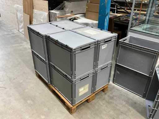 Caja de plástico de 8 piezas, Auer, 60 cm x 40 cm x 40 cm con tapa