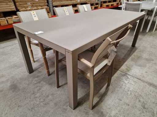 Garden Prestige - Alu Tuintafel Cleopatra Champagne Mat 220 x 100cm + Taupe Glas