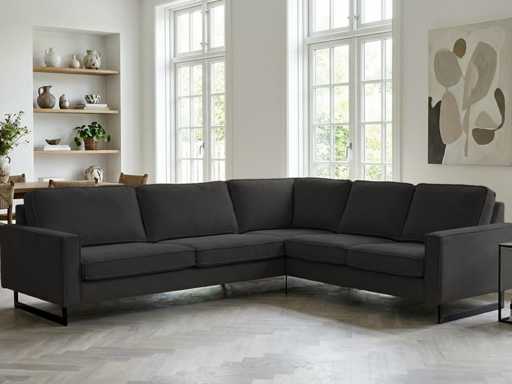 Canapé d'angle velours cordé gris anthracite