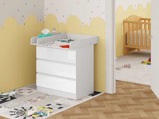 Verschoontafel + ladekast met 3 lades, baby-verschoonkastset