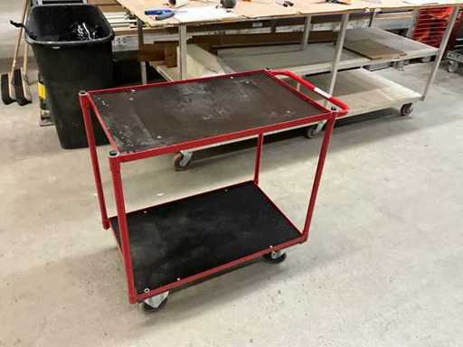 Carro de transporte con dos estantes de 50x100 cm de ancho y 80 cm de alto
