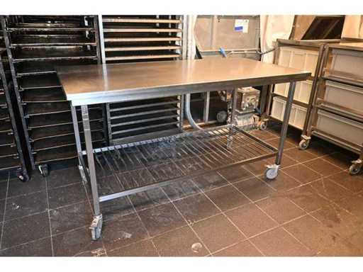 Tavolo da lavoro in acciaio inox mobile Van 't Wout