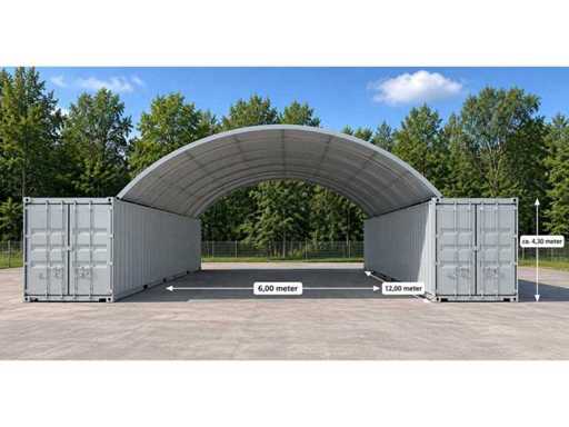 2026 - Easy-Going - (6x12x2 metry) - Schronienie pod dachem / namiot między 2 pojemnikami C2040
