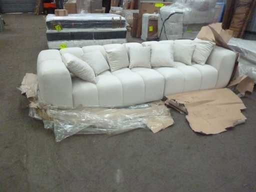 Canapé droit - velours crème