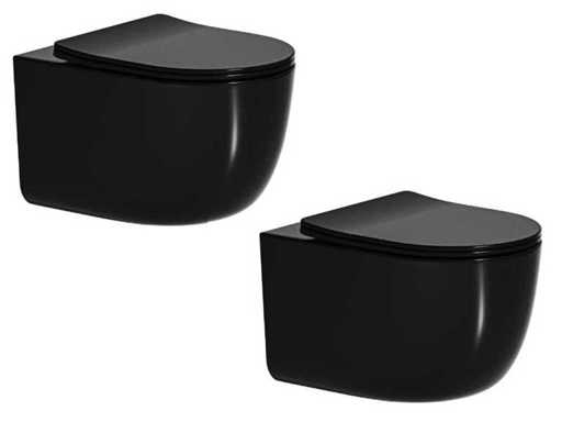 2x Mawialux built-in wall closet with toilet seat - Turbo Flush - Matte black