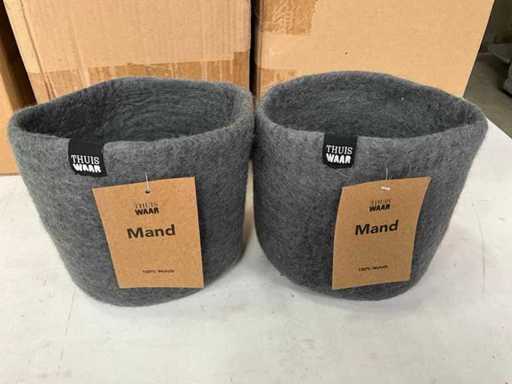 Cestino/vaso di piante Fair Trade feltro grigio di lana +/- Ø15 x 17 cm di altezza (280x)