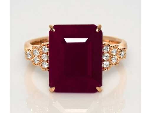 Luxe Design Ring Natuurlijke Paarsrood Robijn 4,25 karaat
