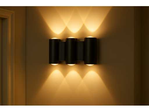 Bidirectionele  LED Wandlamp – 6W – 3500K – IP54 – Zwart – SW-47-3 (x6)