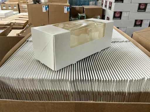 Partij gebaksdozen met venster 25x10x9cm wit (895x)