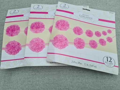 Decoratie pomponslinger roze