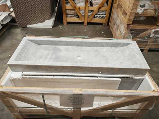 Bacinella in pietra naturale in marmo grigio 120x40x10 cm