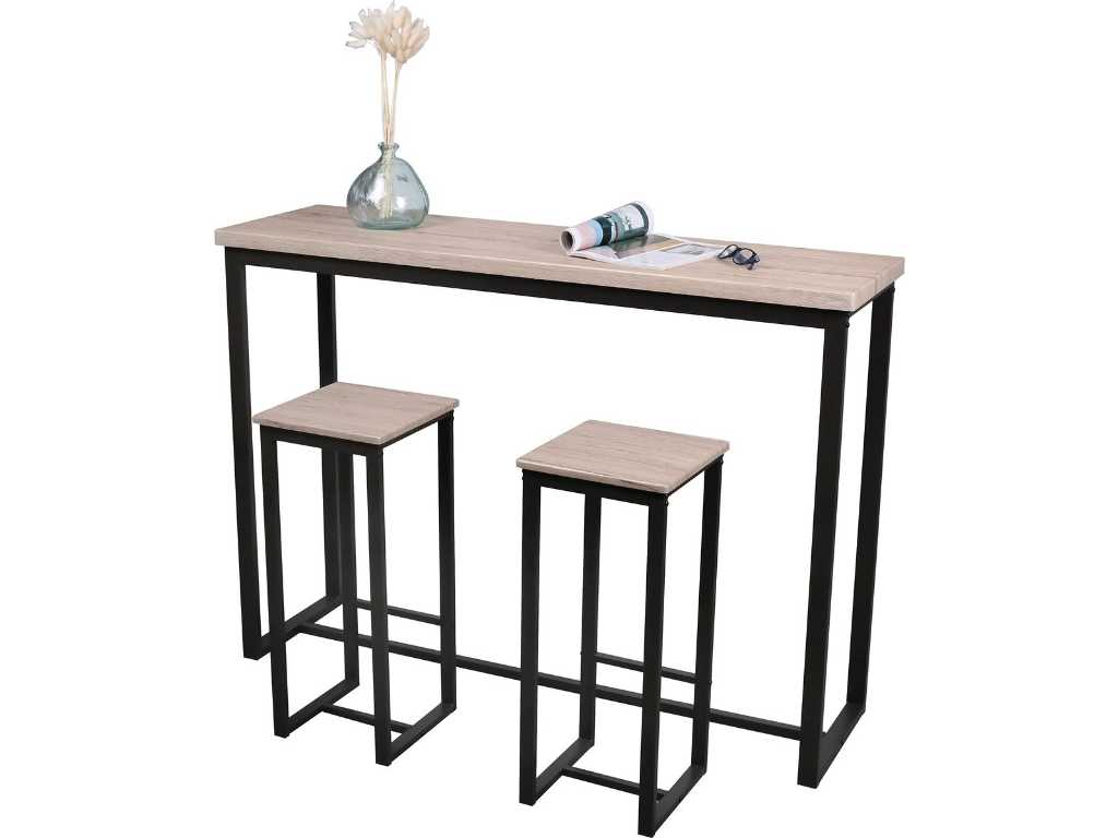 Urban Living - Industrial Bar Table Rectangle with 2 Stools