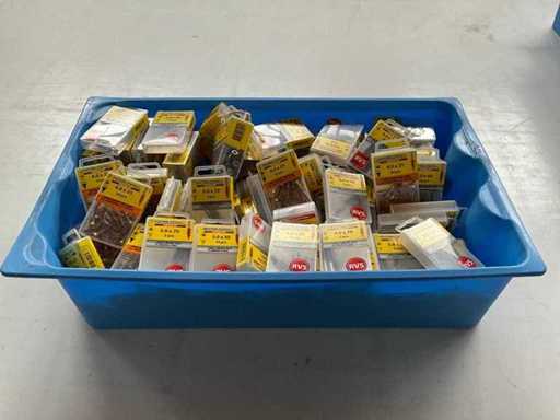 Rotadrill Assorti diverse schroeven RVS, messing en verzinkt (100x)