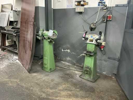 2 double bench grinders GREIF / FLOTT, with base