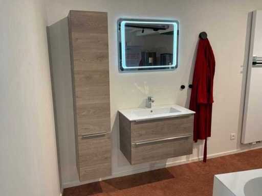 Lavabo avec armoire miroir et colonne