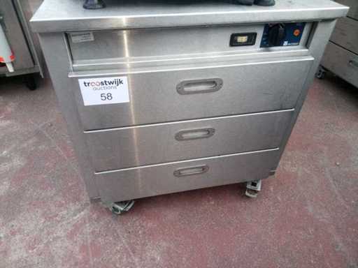 Warming cabinet with three drawers