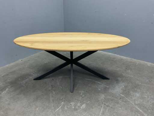 Ovaal eiken Eetkamertafel 180x90x76 cm met onderstel Spin