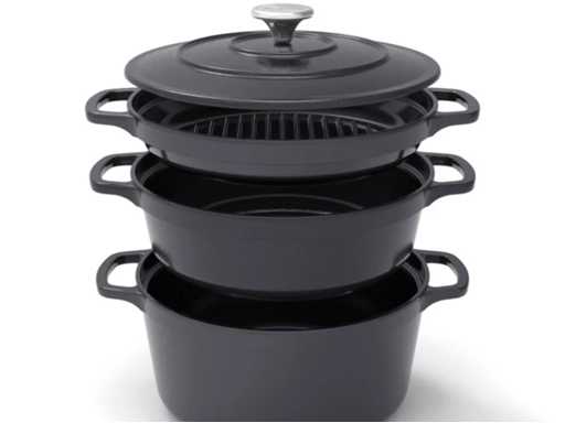 Set van 4 stapelbare gietijzeren ovenschaaltjes - Zwart - Brandt