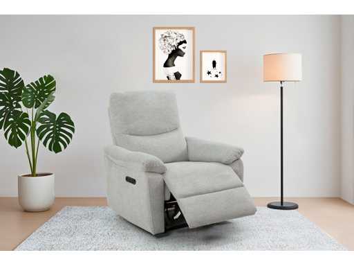 Elektrische fauteuil - lichtgrijze stof 