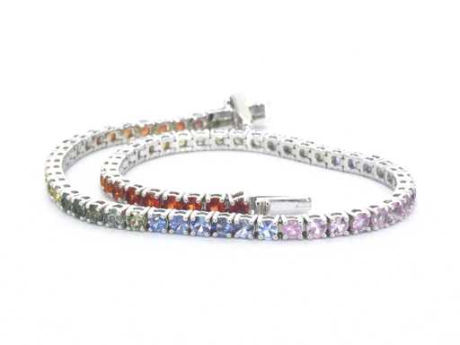 Bracelet de tennis en or avec saphirs multicolores